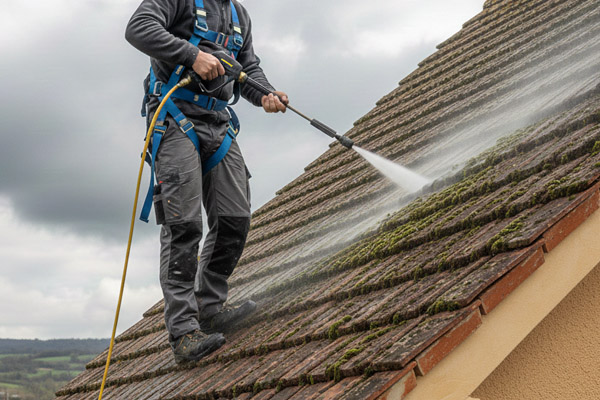 Travaux de demoussage sur toiture